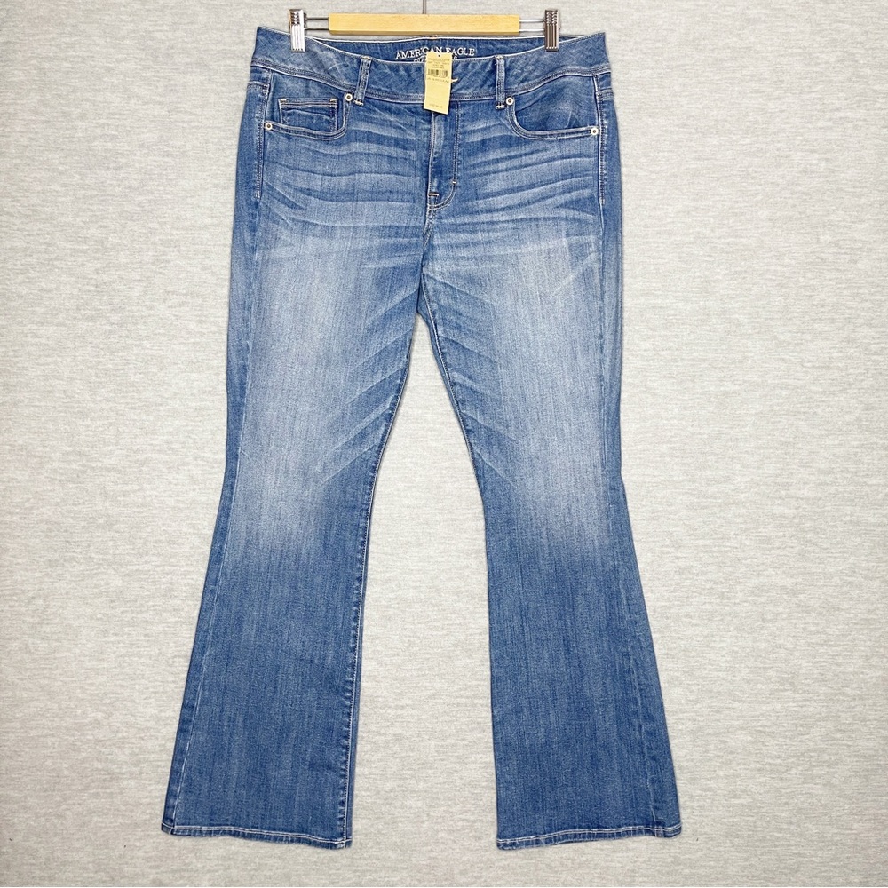 American Eagle Kick Boot Jeans Women’s Size 16 Mid Rise Faded Super Stretch New